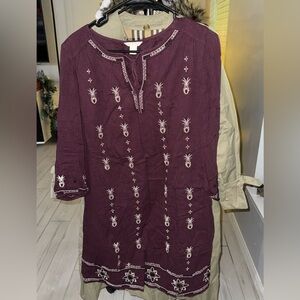 Embroidered Purple Tunic Top